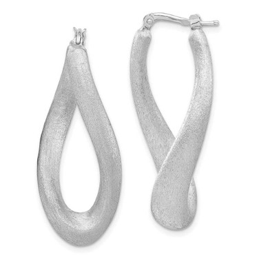 Image of 41.3mm Sterling Silver Brushed & Twisted Oval Hoop Earrings