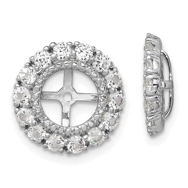 Image of 13mm Sterling Silver Rhodium-plated Diamond & White Topaz Earrings Jacket QJ146APR Image of 13mm Sterling Silver Rhodium-plated Diamond & White Topaz Earrings Jacket QJ146APR