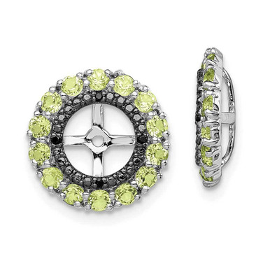 Image of 13mm Sterling Silver Rhodium-plated Peridot & Black Sapphire Earrings Jacket QJ130AUG