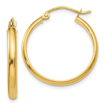 Image of 19mm 10k Yellow Gold Round Tube Hoop Earrings 10TC140