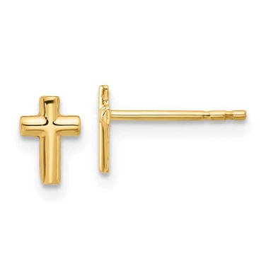 Image of 7.1mm 14K Yellow Gold Polished Cross Post Earrings TF2373