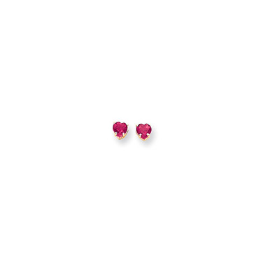 5mm 14K Yellow Gold 5mm Heart Pink Sapphire Earrings XE97SP