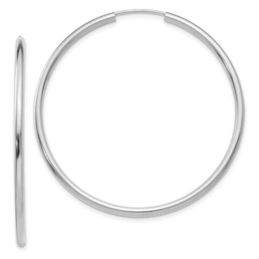 Image of 41mm 10k White Gold Polished Endless 2mm Hoop Earrings 10H996