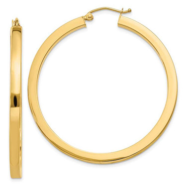 Image of 45mm 14K Yellow Gold 3mm Polished Square Hoop Earrings TE541