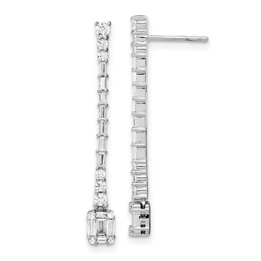 Image of 34mm 14k White Gold Polished Diamond Drop Post Earrings EM8384-075-WA