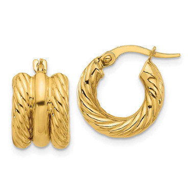 Image of 14.9mm 14K Yellow Gold Polished and Twisted Hoop Earrings TF2253