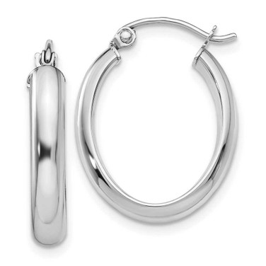 Image of 10mm 10k White Gold Polished 3.75mm Oval Tube Hoop Earrings 10TF116