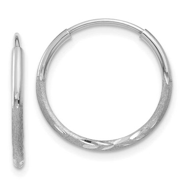 Image of 14mm 14K White Gold 1.25mm Diamond-cut Endless Hoop Earrings XY1219W