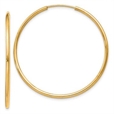 Image of 34mm 10k Yellow Gold 1.5mm Polished Round Endless Hoop Earrings 10XY1163