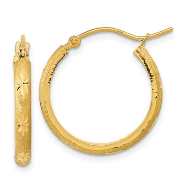 Image of 20.46mm 14K Yellow Gold Polished and Satin Diamond-cut Hoop Earrings TF2016