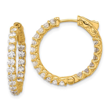 Image of 22.7mm 14K Yellow Gold 2.42ct. 38-2.2mm In/Out Hoop w/ Safety Clasp Earrings XE3271AA