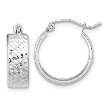 Image of 18.19mm 10k White Gold Diamond-cut Hoop Earrings
