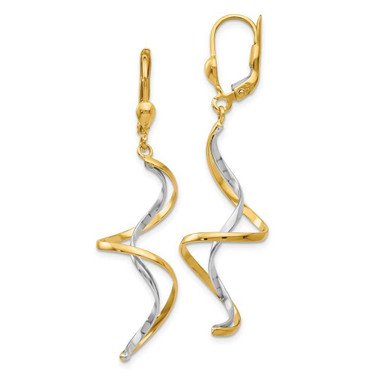 Image of 50mm 14k Two-tone Gold Spiral Dangle Earrings