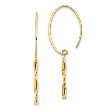 Image of 40mm 14K Yellow Gold Twist Bar Dangle Earrings