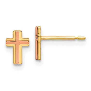 Image of 7.3mm 14k Madi K Two-Tone Gold Cross Post Earrings