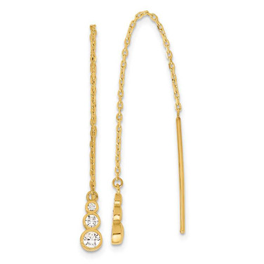 Image of 39.8mm 14K Yellow Gold Polished CZ Threader Earrings