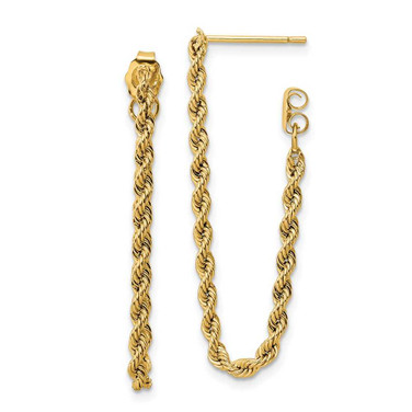 Image of 34.6mm 14K Yellow Gold Polished Rope Dangle Earrings