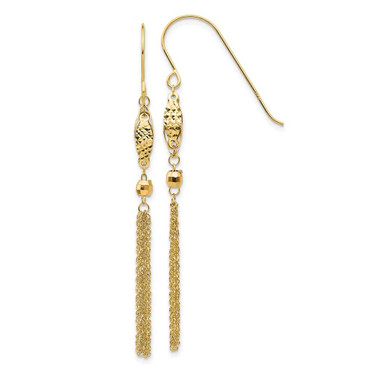 Image of 55mm 14K Yellow Gold Bead and Chain Dangle Earrings