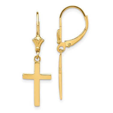Image of 33.22mm 10k Yellow Gold Polished Cross Leverback Earrings