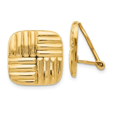 Image of 16mm 14K Yellow Gold Non-pierced Basket weave Earrings