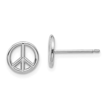 Image of 8mm 10K White Gold Polished Peace Symbol Post Earrings