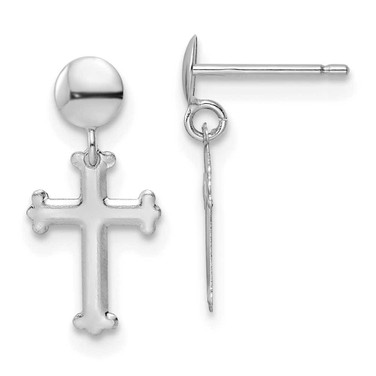 Image of 16.5mm 14K White Gold Polished Cross Post Dangle Earrings