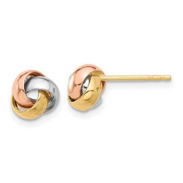 Image of 7.4mm 14K Polished Tri-color Gold Love Knot Post Earrings