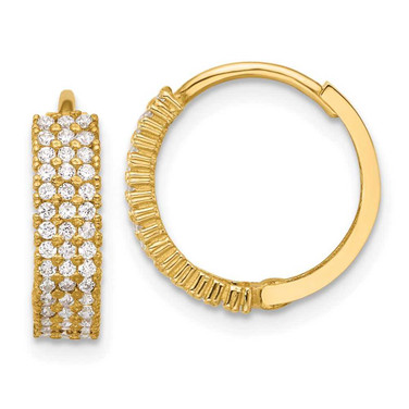 Image of 10k Yellow Gold Polished 4mm CZ Hinged Hoop Earrings