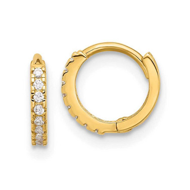 Image of 10k Yellow Gold Polished 1.5mm CZ Hinged Hoop Earrings