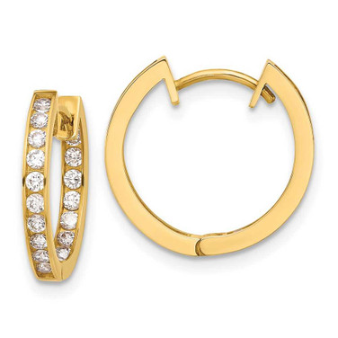 Image of 10k Yellow Gold Polished 2.2mm CZ Hinged In/Out Hoop Earrings