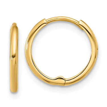 Image of 13.3mm 14K Yellow Gold Polished 1.45x14mm Hinged Huggie Hoop Earrings