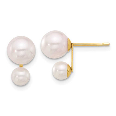 Image of 11.9mm 14K Yellow Gold 4-5mm and 6-7mm White Akoya Cultured Pearl Post Earrings