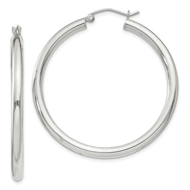 Image of 42mm Sterling Silver 3mm Round Hoop Earrings QE811SP Image of 42mm Sterling Silver 3mm Round Hoop Earrings QE811SP