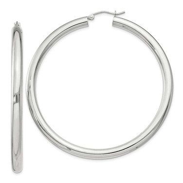 Image of 62mm Sterling Silver 4mm Round Hoop Earrings QE4404SP