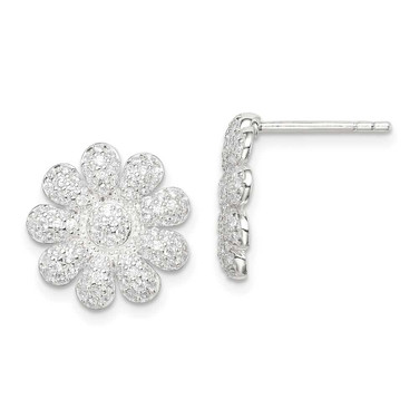 Image of Sterling Silver CZ Flower Post Earrings QE14609