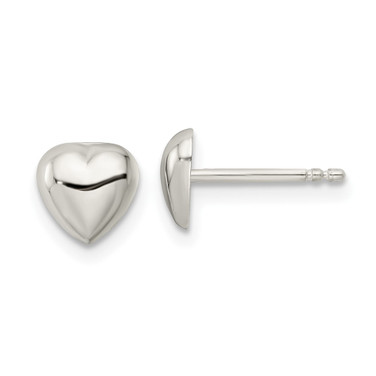 Image of 6.65mm Sterling Silver Polished Heart Post Earrings QE16420