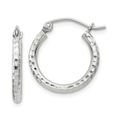 Image of 18mm Sterling Silver 2mm Diamond-cut Hoop Earrings QE4461SP