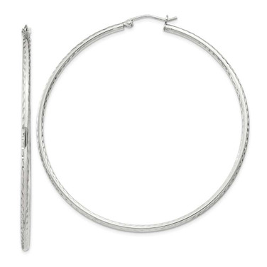 Image of 62mm Sterling Silver 2mm Diamond-cut Hoop Earrings QE4468SP