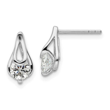 Image of 12.7mm Sterling Silver Rhodium-plated CZ Post Earrings QE15693