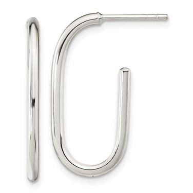 Image of 27mm Sterling Silver Polished Oval J-Hoop Post Earrings QE15988