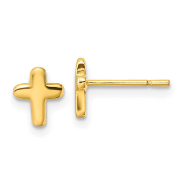 Image of Sterling Silver Gold-tone Polished Cross Post Earrings QE16571GP