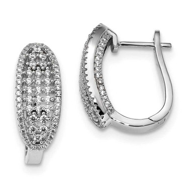 Image of 21mm Sterling Silver Rhodium-plated CZ Hinged Hoop Earrings QE13695