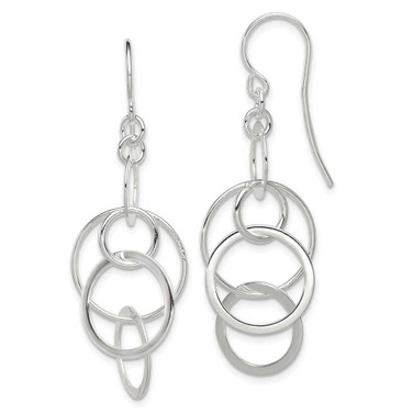 Image of 44mm Sterling Silver Polished Intertwined Circles Dangle Earrings QE12081