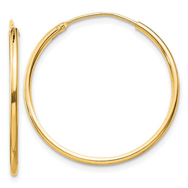 Image of 25mm Sterling Silver Flash Gold-plated 1.3mm Endless Hoop Earrings QE4354GP