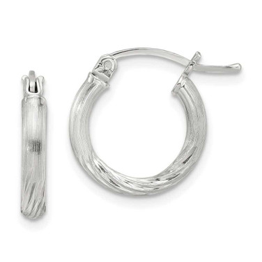 Image of 17mm Sterling Silver 2.5mm Polished/Satin Diamond-cut Hoop Earrings QE4429SP