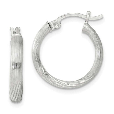 Image of 19mm Sterling Silver 2.5mm Polished/Satin Diamond-cut Hoop Earrings QE4430SP