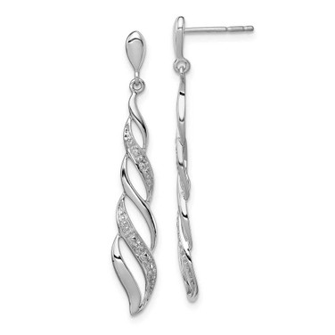 Image of 39mm Sterling Silver Rhodium-plated Diamond Swirl Post Dangle Earrings QE10593