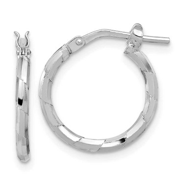 Image of 18.5mm Sterling Silver Rhodium-plated Polished Textured 1.60mm Hoop Earrings QE16787