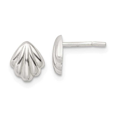 Image of 7mm Sterling Silver Polished Shell Post Earrings