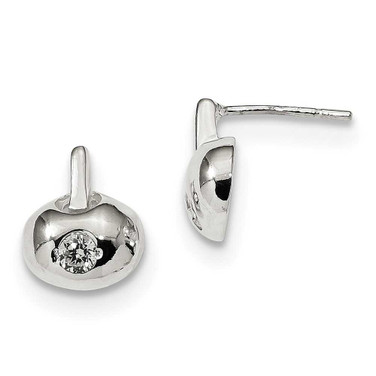 Image of 11.04mm Sterling Silver Polished CZ Apple Post Earrings Image of 11.04mm Sterling Silver Polished CZ Apple Post Earrings